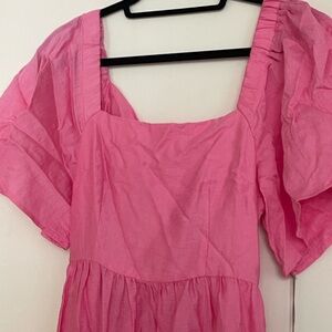Pink Square Neck Dress
